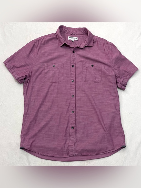 Express Other - Express Soft Wash Men's Short-Sleeve Collar Button-Down Shirt Pink / Purple L